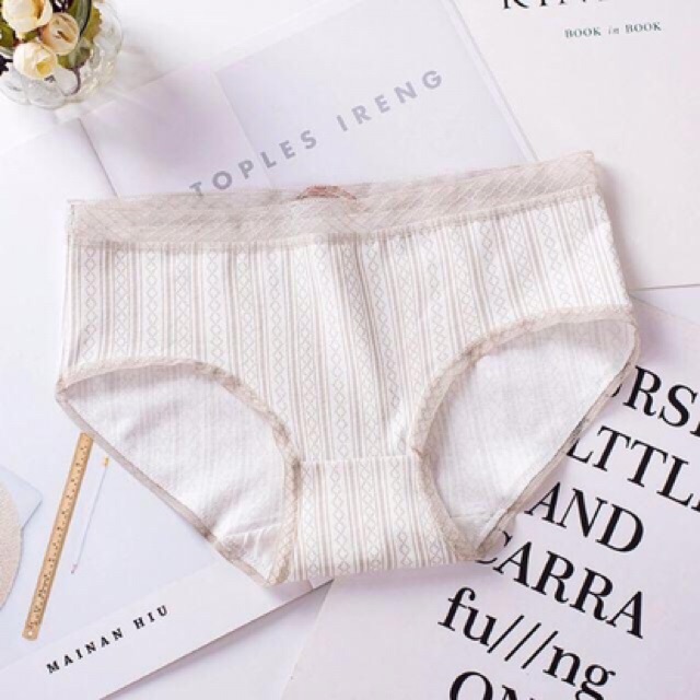 [Mã 12FASHIONSALE1 giảm 10K đơn 50K] Quần Lót Nữ Cotton Kẻ Caro Cạp Ren 045 size L | BigBuy360 - bigbuy360.vn