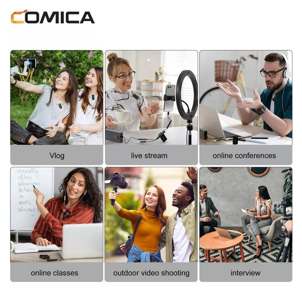 Mic không dây cao cấp Comica Vimo C micro thu âm cho điện thoại iphone, Android, máy ảnh, máy quay, laptop, máy tính bàn