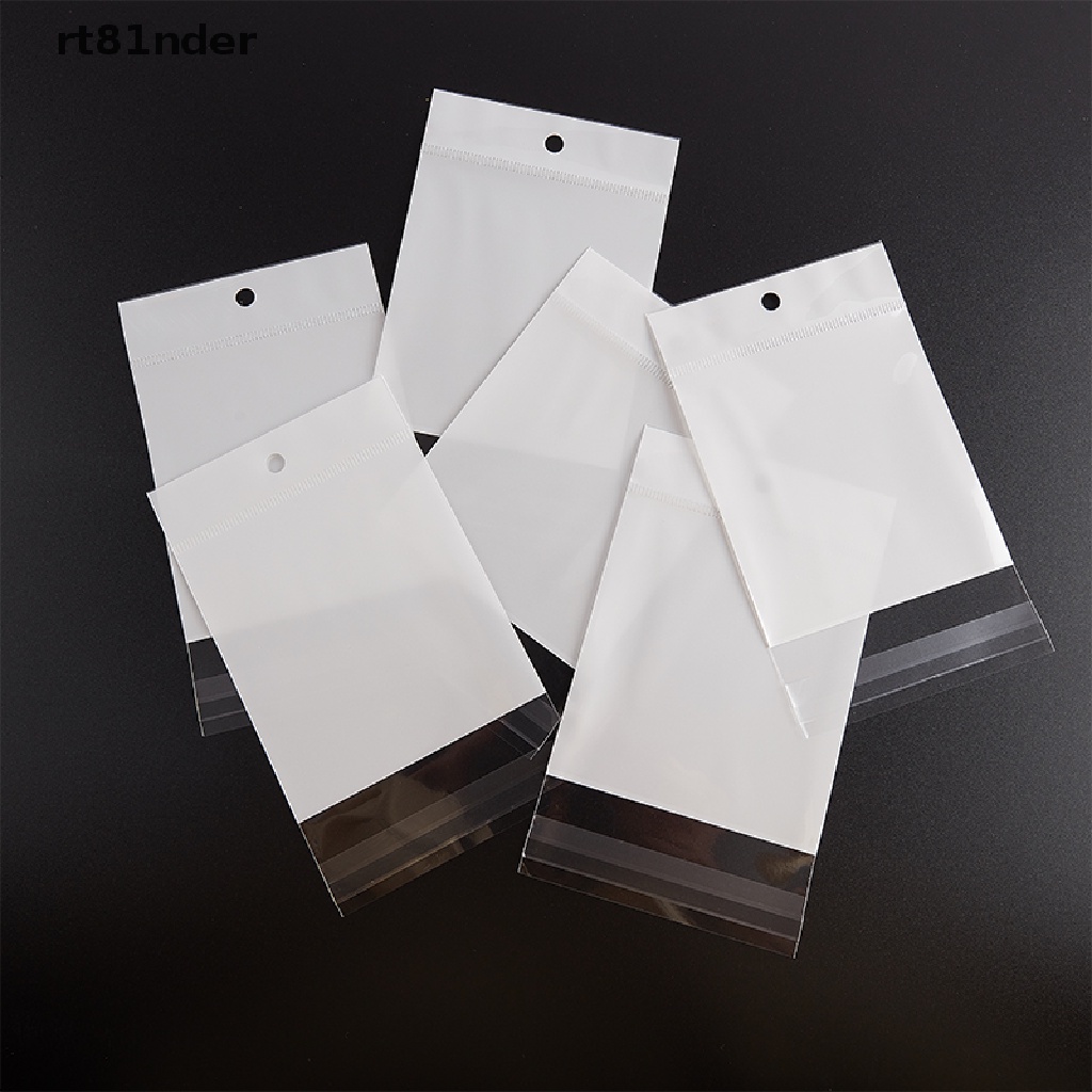 rt 50pcs Self Sealing Plastic Bags Resealable White Cellophane Bag for DIY Jewelry n