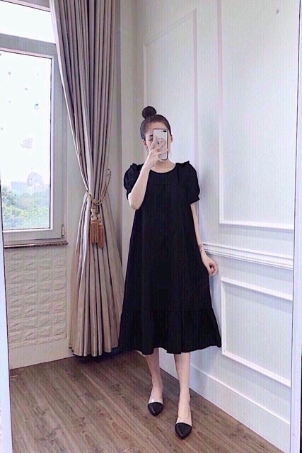( Ảnh thật + Video ) Váy maxi dáng suông tay viền bèo | BigBuy360 - bigbuy360.vn