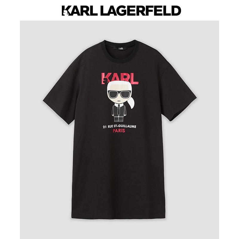 Áo Thun Cotton Tay Ngắn In Họa Tiết Hoạt Hình Karl Lagerfeld Thoải Mái Cho Nữ