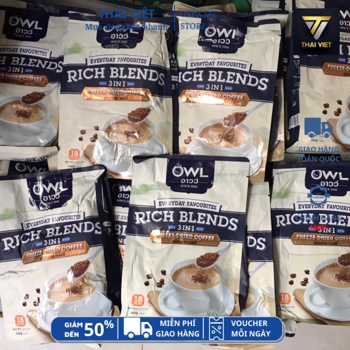 CÀ PHÊ SỮA OWL RICH BLENDS 3IN1 THÁI LAN DATE 02/2022