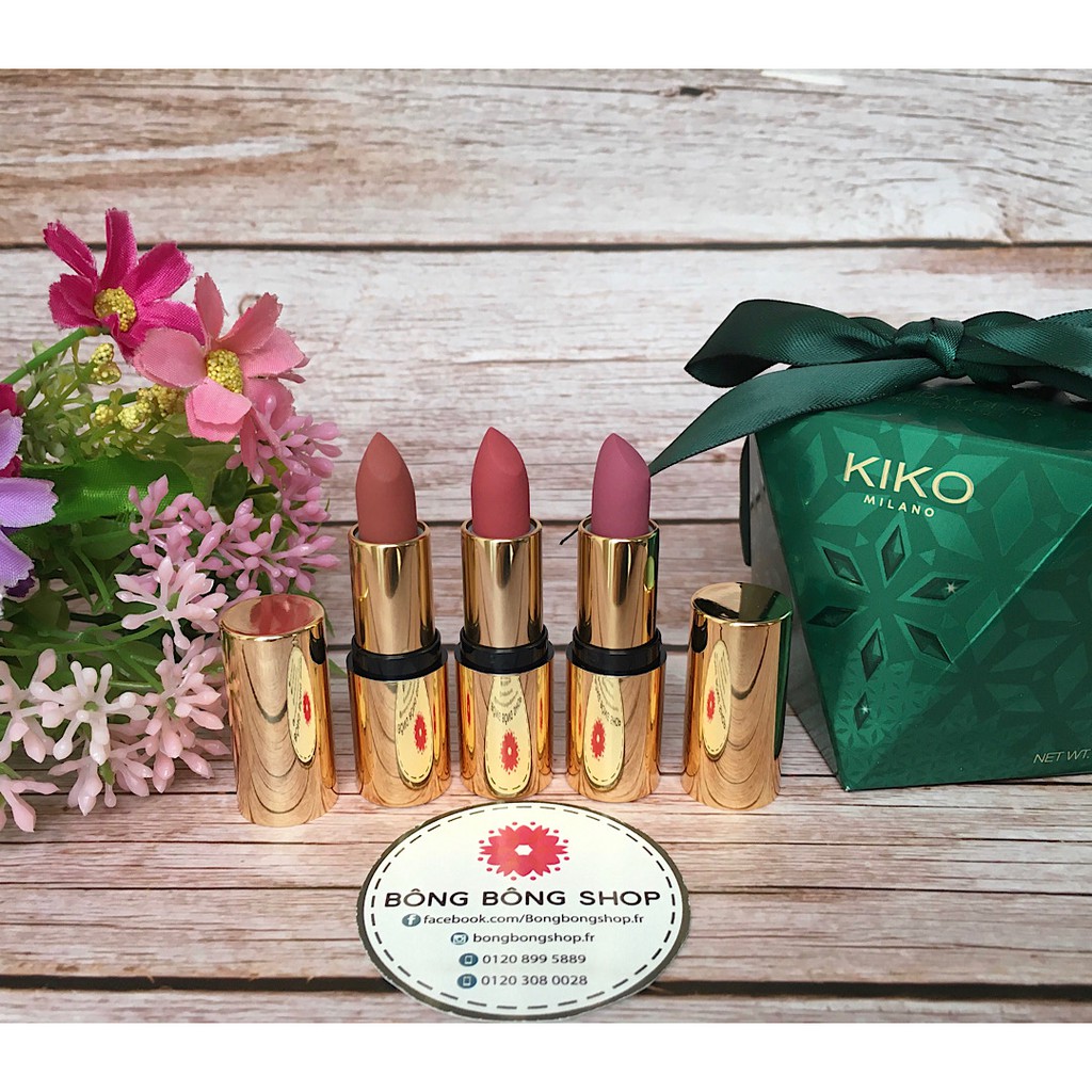 (Chuẩn Pháp-Son mới về) Set 03 son mini KIKO Holiday Gems (mini powder power)