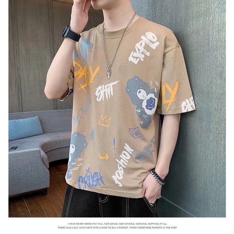 Áo Thun Ngắn Tay Dáng Rộng Phong Cách Hiphop Cá Tính Cho Nam