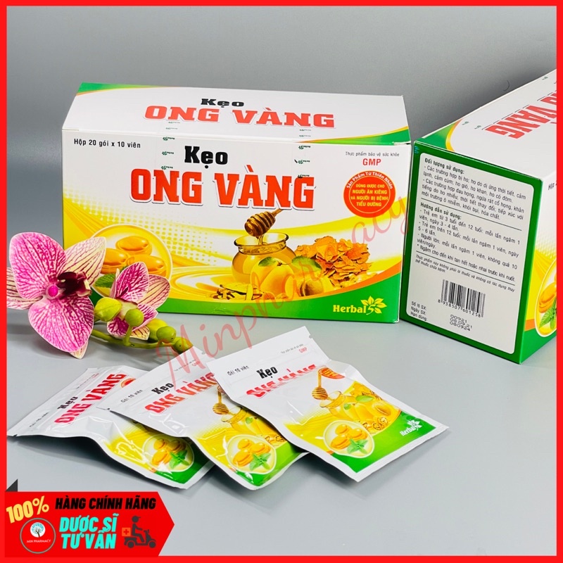 Kẹo Ho ONG VÀNG Giảm ho và Khan tiếng (gói 10 viên) - Minpharmacy