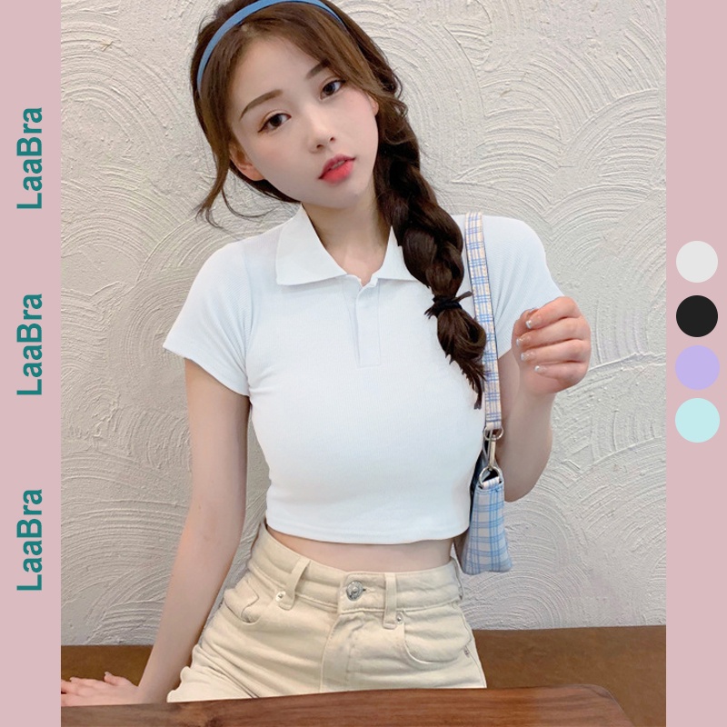 Áo Croptop Ngắn Tay cổ Polo siêu xinh, Croptop cho nữ