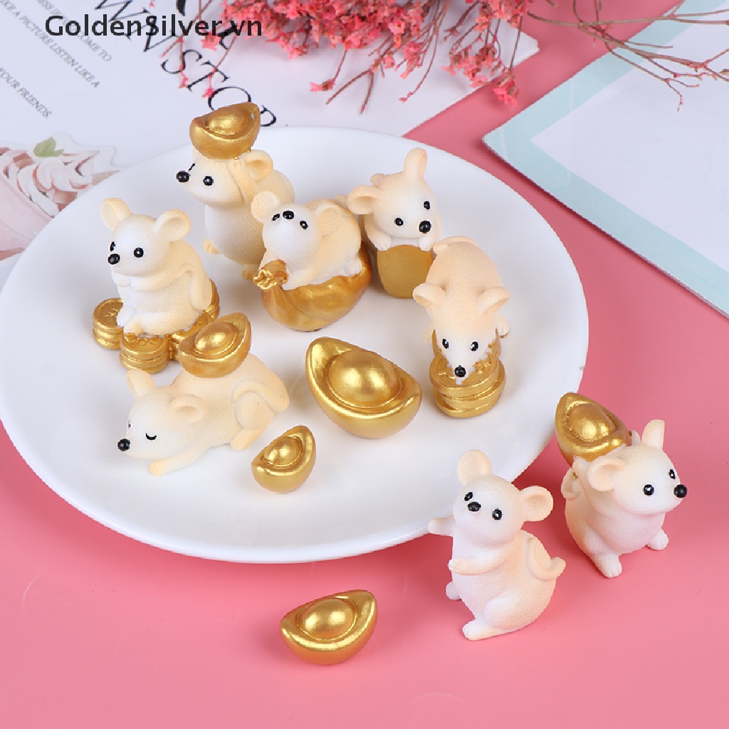 Mô Hình Chú Chuột Vàng Thu Nhỏ Dễ Thương Trang Trí Sân Vườn 2020