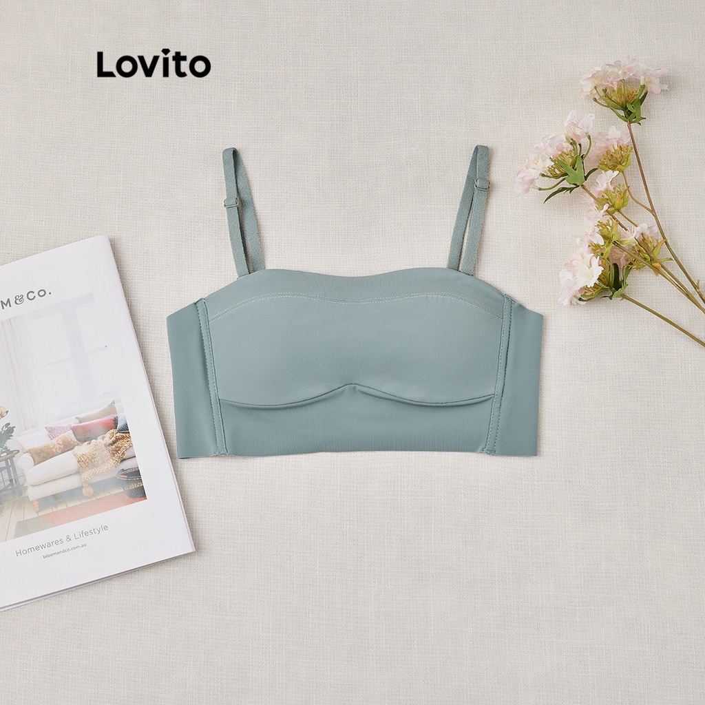 Áo ngực Lovito không gọng không đường may với đệm mút không thể tháo rời L233L078 (màu mơ / đen / xanh dương / trắng)