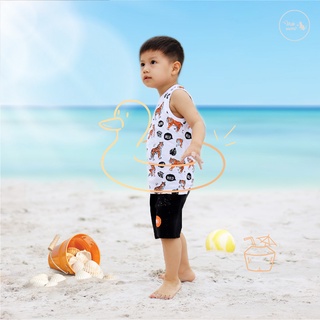 Bộ Ba Lỗ Bé Trai Size Đại, Bộ Sát Nách Trẻ Em Mùa hè Chất Cotton In Hổ ROAR