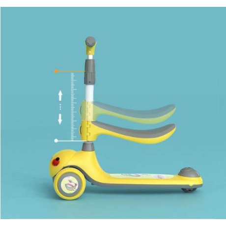 Lithium067 Xe tay ga trẻ em Xe trượt trẻ em có thể điều chỉnh độ cao Đèn âm nhạc đầy màu sắc Kick Scooter cho từ 1 đến 3 tuổi