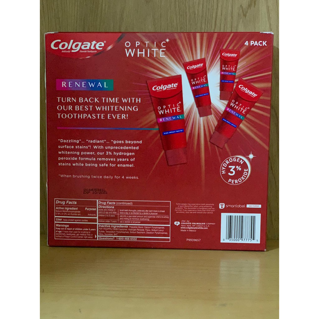 Kem đánh răng trắng răng Colgate Optic White Renewal của Mỹ