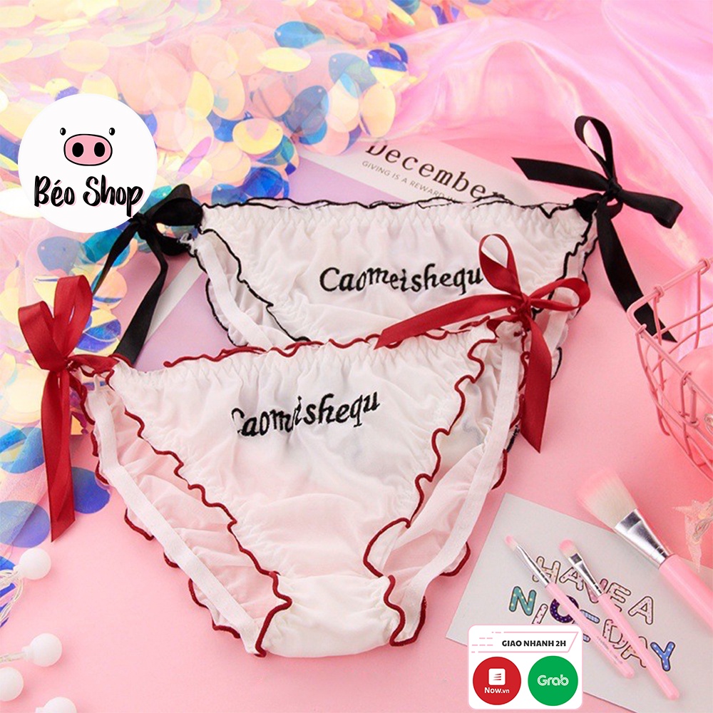 Quần lót sexy nữ buộc dây in chữ , quần chip cotton thấm hút mồ hôi