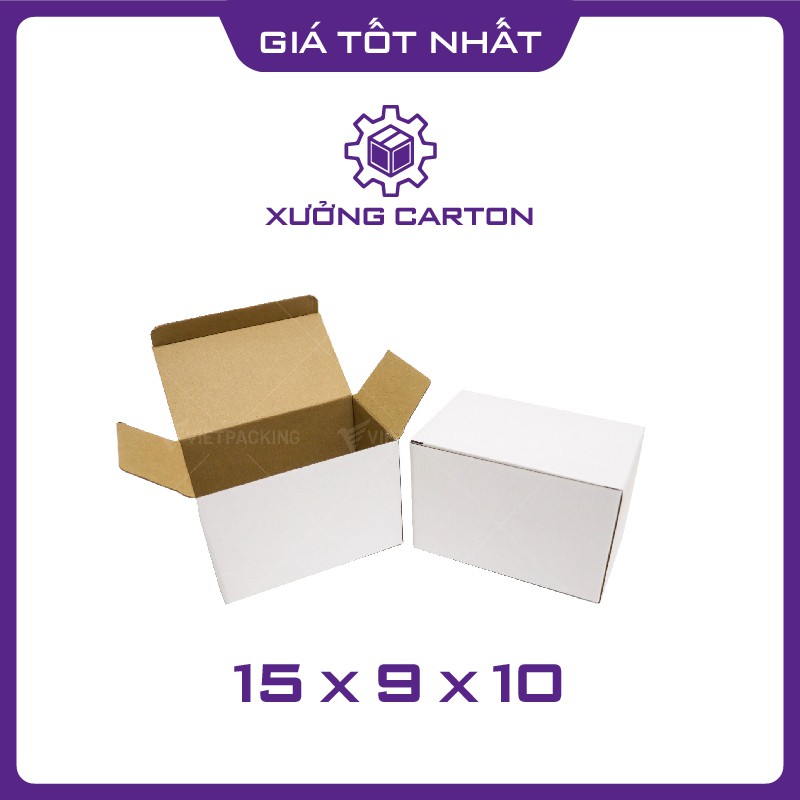 15x9x10 - 50 hộp carton giấy trắng nắp gài khóa đáy