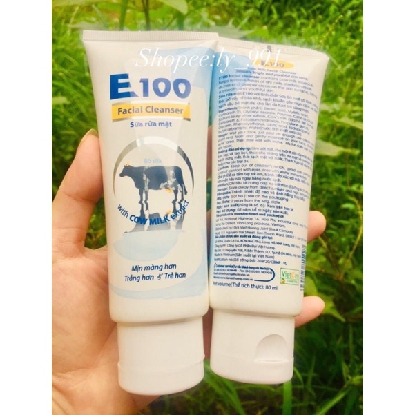 Sữa rửa mặt E100 trắng da tinh chất sữa bò tươi 80ml