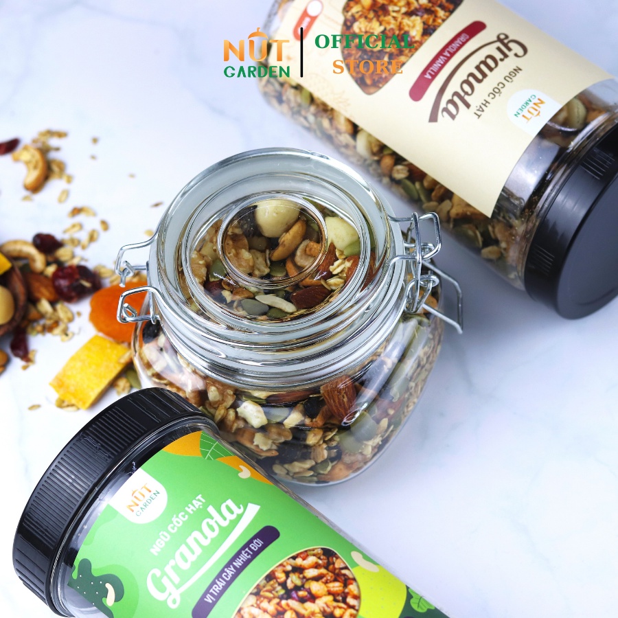 Ngũ Cốc Granola Siêu Hạt Nut Garden - Hạt Granola Ăn Kiêng 100% Mật Ong, Không Đường - Ngũ Cốc Ăn Sáng -150g, 250g, 500g