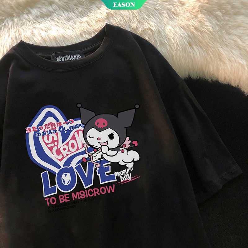 SANRIO Áo Thun Nữ Tay Ngắn In Hình Kuromi Dễ Thương Y2K