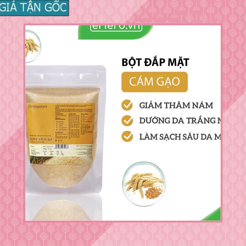 [GIÁ TẬN GỐC] Bột Cám Gạo Nguyên Chất Đắp Mặt Nạ Dưỡng Da Trắng Mịn, Giảm Nám MILAGANICS 100g (Túi Zip) [EH]