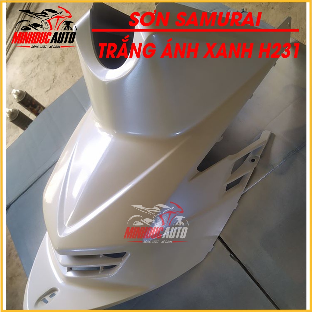 Sơn Samurai màu trắng ánh xanh H231 - chai sơn xịt chuyên dụng nhập khẩu từ Malaysia.