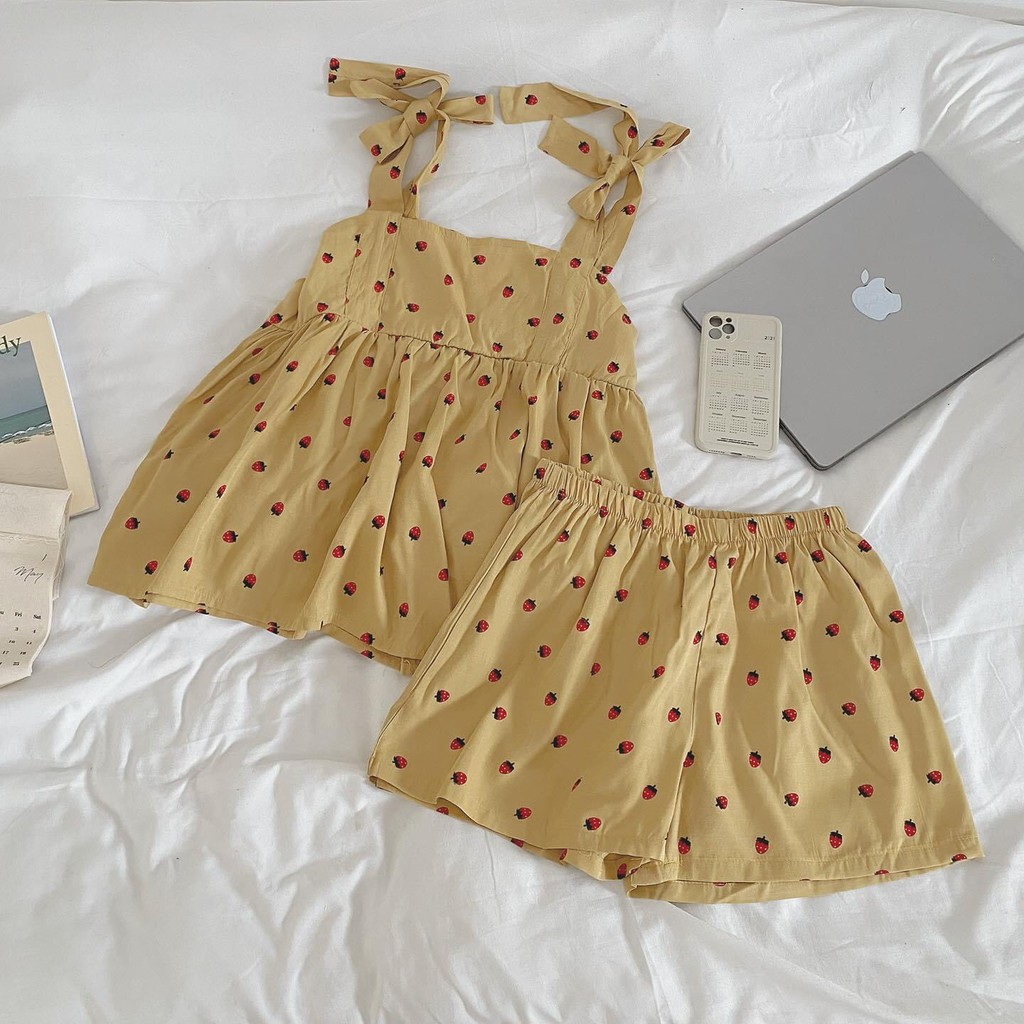 Set 2 dây vải đũi áo babydoll thun vintage | BigBuy360 - bigbuy360.vn