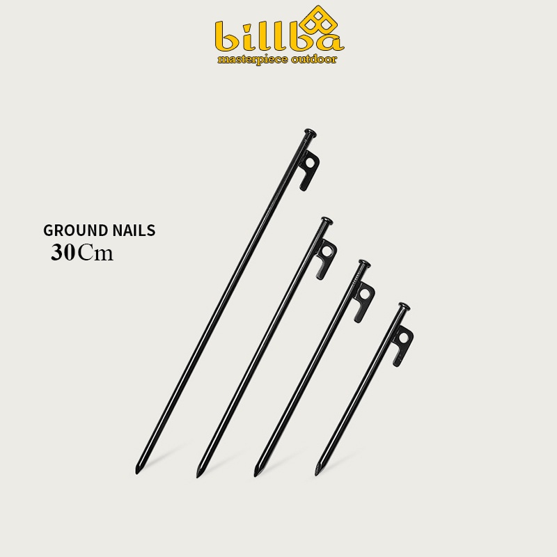 Set 4 cọc đinh ghim lều trại thẳng dài 30cm - Combo 4 đinh cắm đất dựng lều, tăng bạt thép đúc(BB5511) - Billba Outdoor