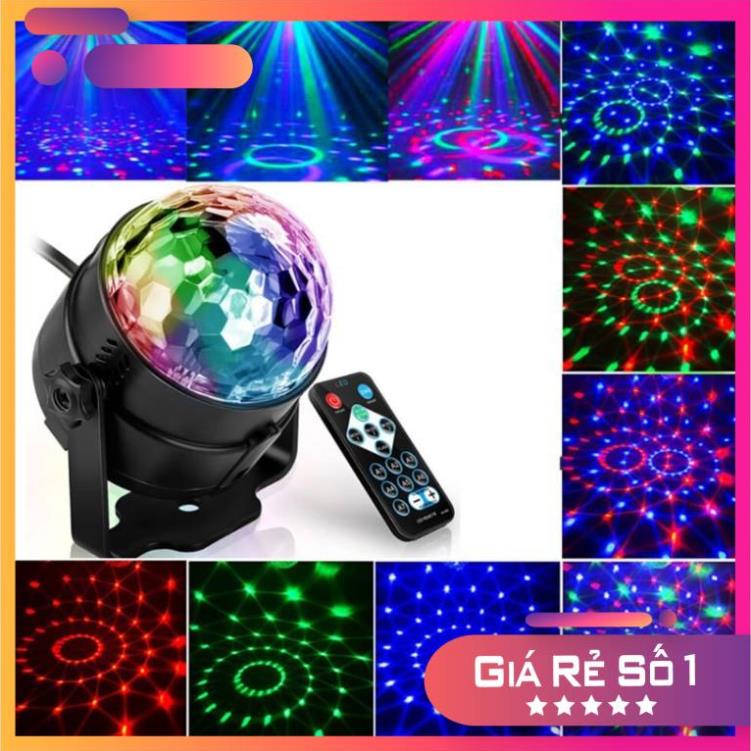 Đèn LED sân khấu, bar, vũ trường chớp 7 màu, hiệu ứng nhấp nháy xoay theo nhạc có remote điều khiển .!