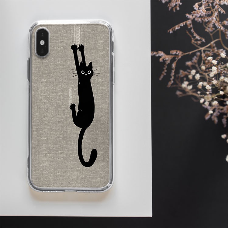 Ốp lưng mèo đen cào tường đơn giản mà nổi bật - love cat Iphone từ 5 đến Xs Max/11/11 Promax/12/12 Promax CHUCOM21008
