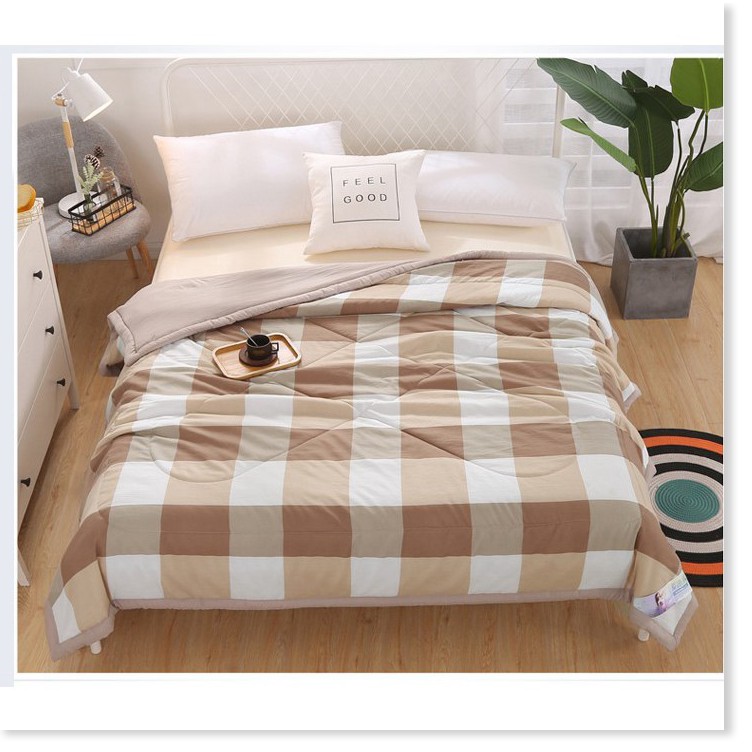 Mền 1 ĐỔI 1   Chăn bông cotton hình ca rô 200x230cm, mềm mịn với da, không bị phai màu. 8393