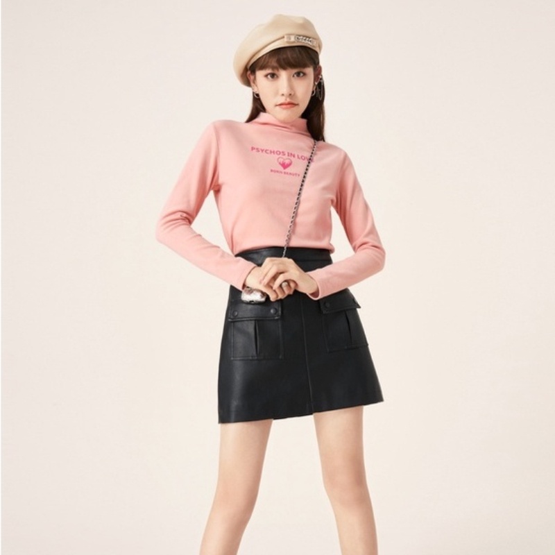 Áo dệt kim A21 cổ lọ thời trang cho nữ