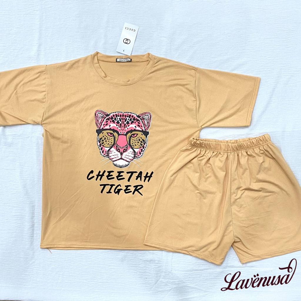 Bộ mặc nhà nữ cotton cộc tay hình báo cho bạn gái dưới 60kg LAVENUSA QA22