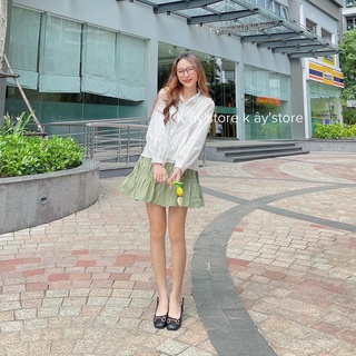 Chân váy xanh chữ a xinh xắn-chân váy năng động ulzzang-chân váy chữ a dễ phối đồ