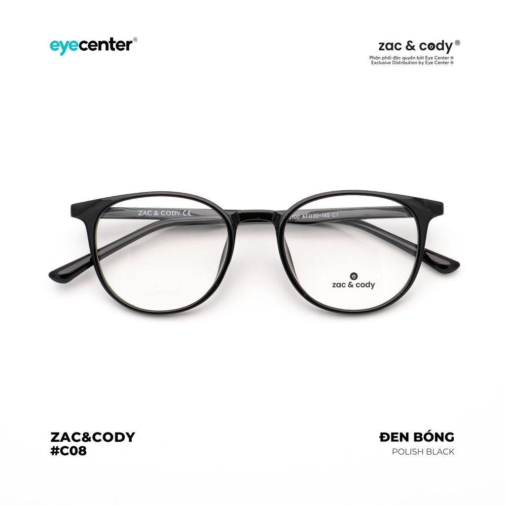 Gọng kính cận nam nữ chính hãng ZAC &amp; CODY C08S lõi thép chống gãy nhập khẩu by Eye Center Vietnam
