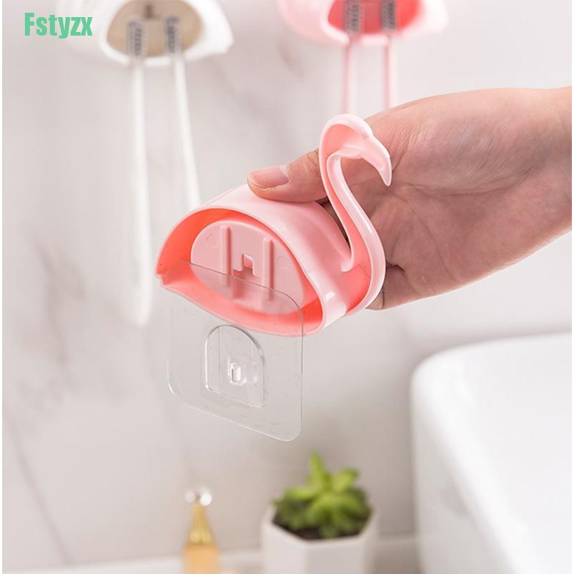 fstyzx Flamingo Sucker 2 Position Toothbrush Holder Suction Hooks Bathroom Accessories