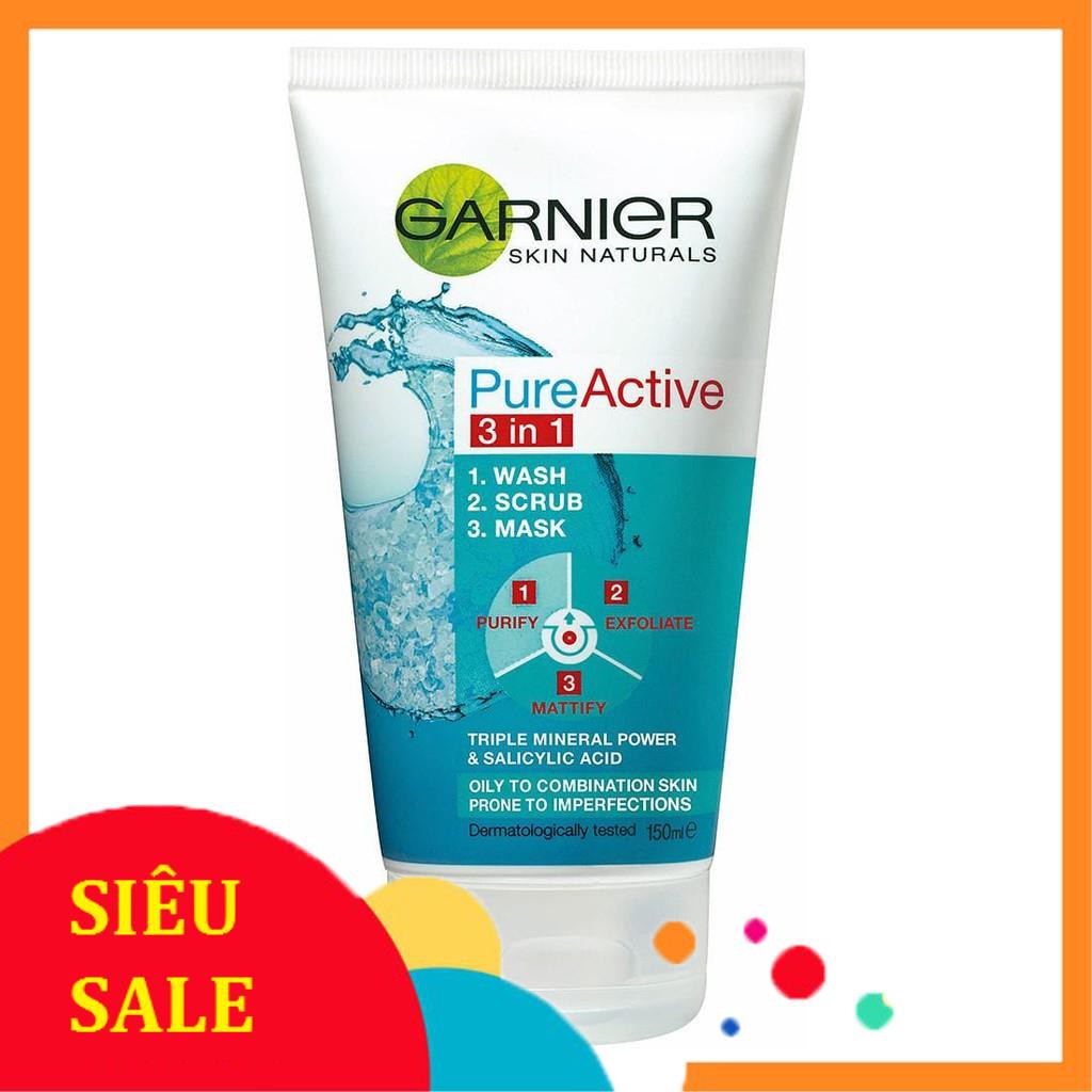 FreeShip Giá Sốc -  (50ml) Sữa rửa mặt Garnier SkinActive Pureactive 3 in 1 cho da dầu mụn minisize 50ml