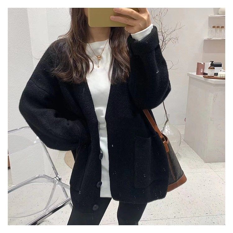 Áo khoác cardigan cổ chữ V thời trang nữ tính