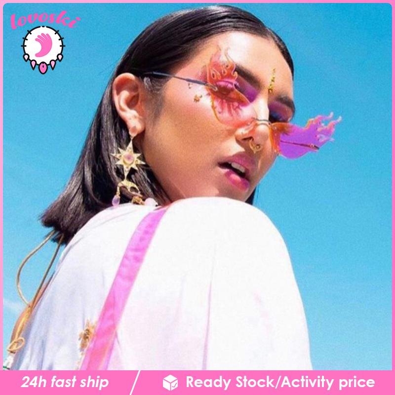 [Lovoski] Kính Mát Hình Ngọn Lửa Phong Cách Punk Cho Bữa Tiệc Đường Phố Màu Đen