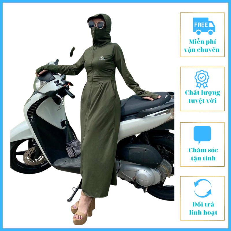 Áo Chống Nắng Nữ Dáng Dài Liền Thân 2 L ớp Áo Chống Nắng Màu Xanh 20 | BigBuy360 - bigbuy360.vn