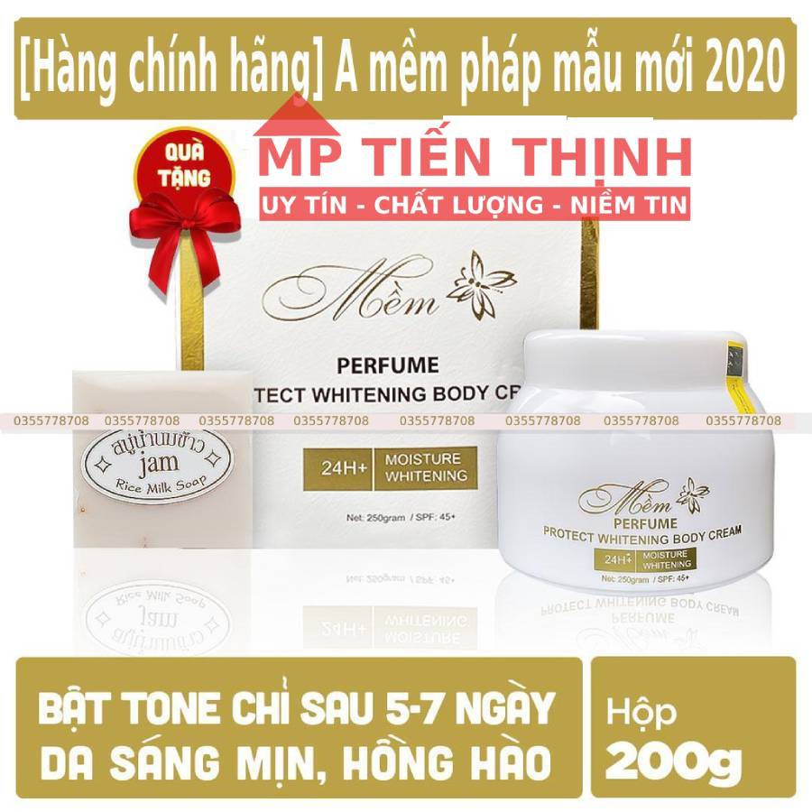 Kem dưỡng trắng da Body Mềm Acosmetics 250g hàng chính hãng (Mẫu mới 2020)-Tặng xà phòng trắng da Thailand