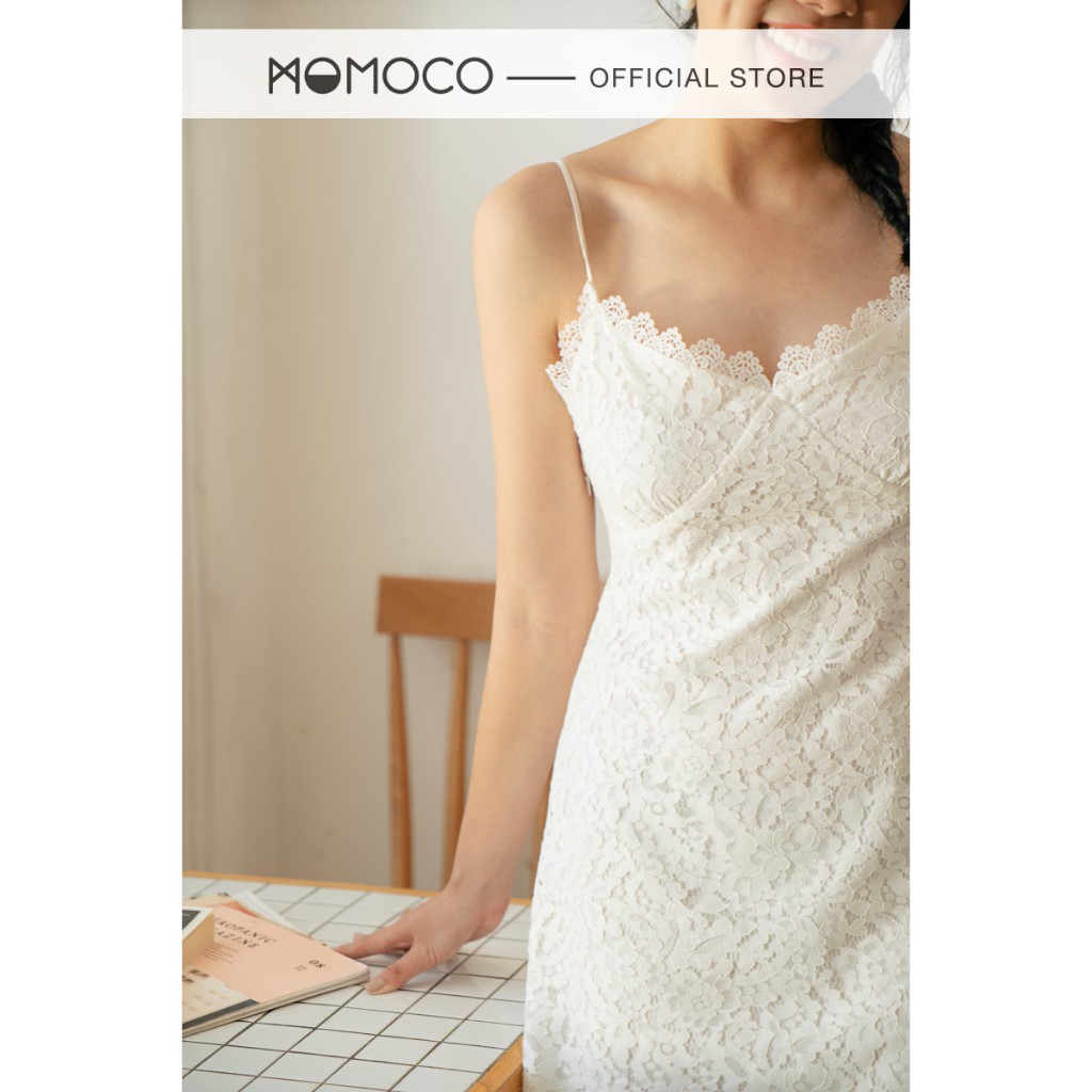 Váy Hai Dây MOMOCO Phối Viền Ngực Ren Đơn Sắc Tối Giản M2637