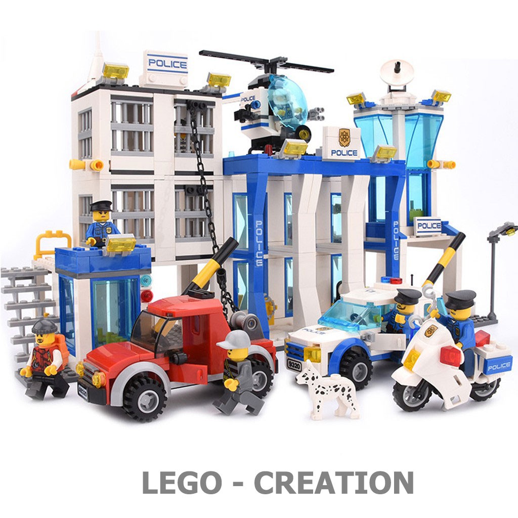 Đồ chơi lego city trạm cảnh sát thành phố giúp trẻ tư duy sáng tạo bộ lắp ghép với 870 mảnh ghép