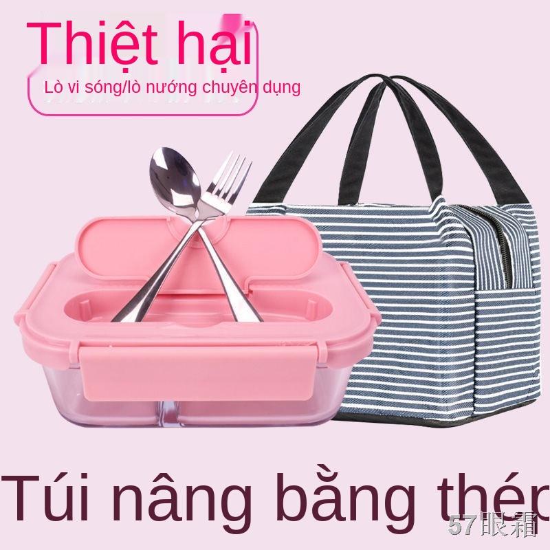 Nhân viên văn phòng thủy tinh chịu nhiệt lò vi sóng crisper hộp thủy tinh tách rời hộp cơm