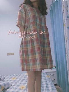 Váy babydoll kẻ caro