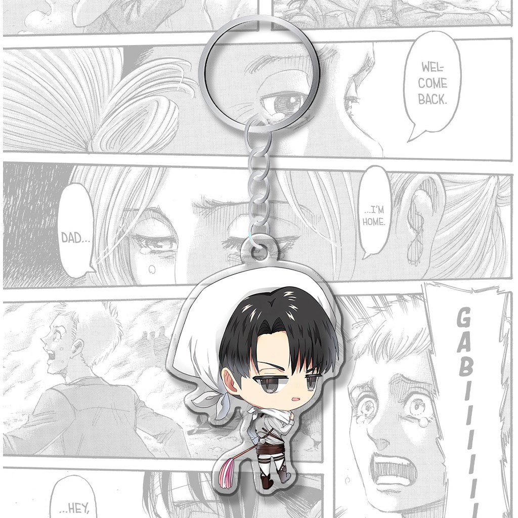 Móc khóa anime Thegioipuzzle Attack on Titan Eren Levi chibi phụ kiện trang trí