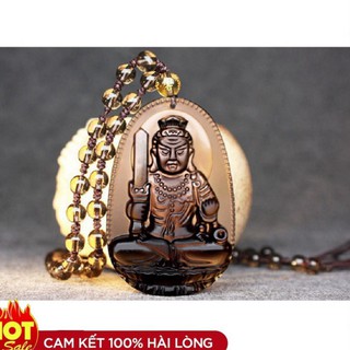 Chuỗi hạt đeo cổ màu khói mặt Bất Động Minh Vương - Phật bản mệnh người tuổi Dậu-Hàng cao cấp