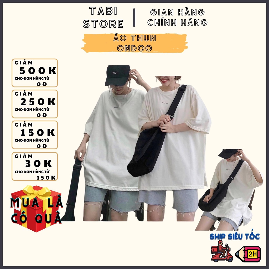 Áo thun tay lỡ dáng rộng unisex dưới 75kg - Ondoo