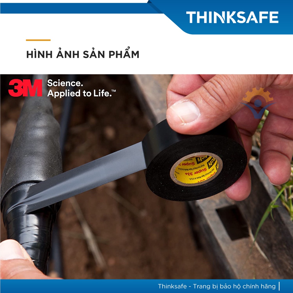 Băng keo điện 3M Scotch Super 33 cách điện 600v, chịu nhiệt 105°C chống cháy lan - Thinksafe