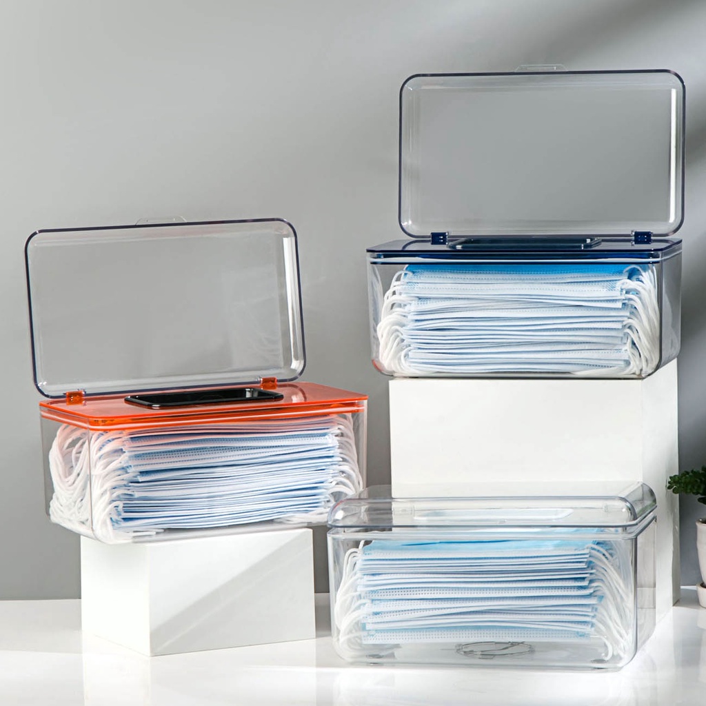 Hộp đựng khẩu trang JUJIAJIA cỡ lớn có nắp đậy chống thấm nước