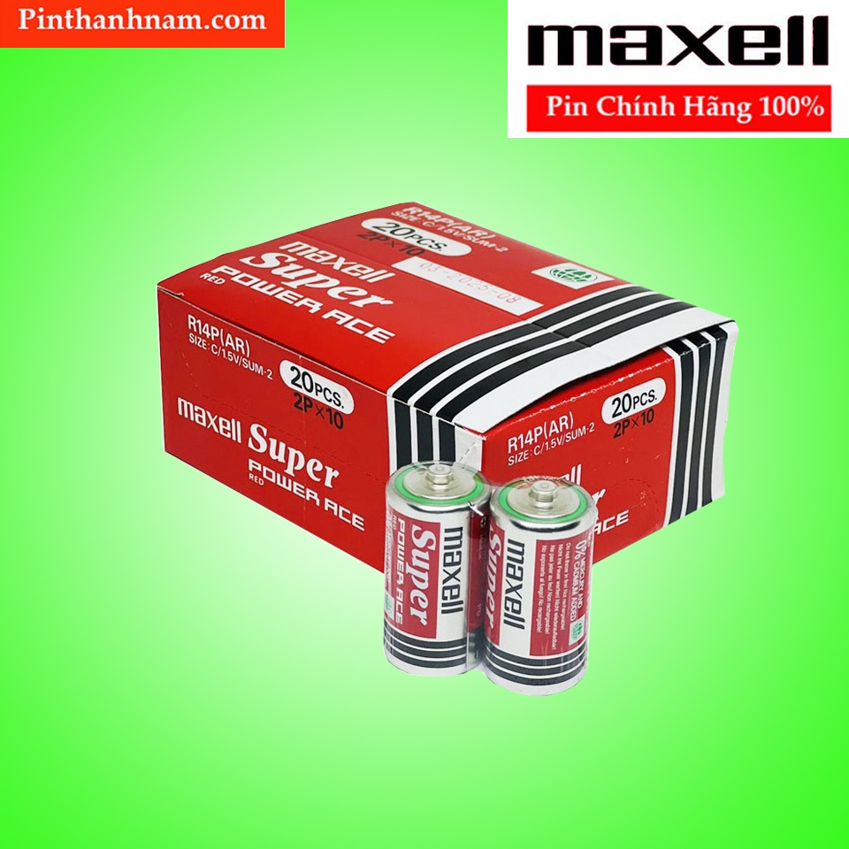 Pin trung Maxell vỉ 2 viên R14P chính hãng dung lượng cao