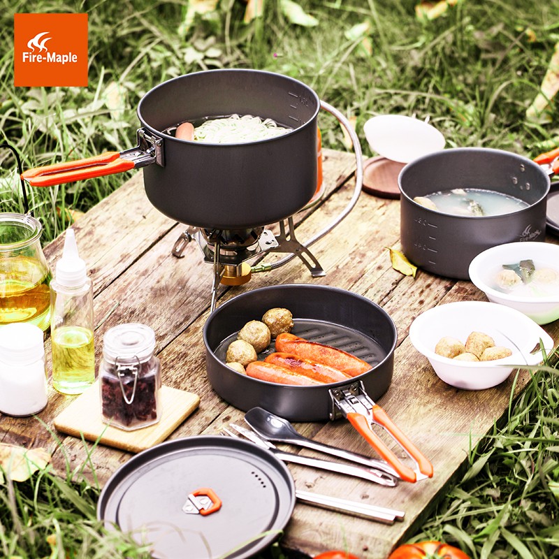 Bộ dụng cụ nấu ăn dã ngoại cắm trại firemaple campoutvn nồi nấu ăn dành cho 5-6 người Feast 5 A294