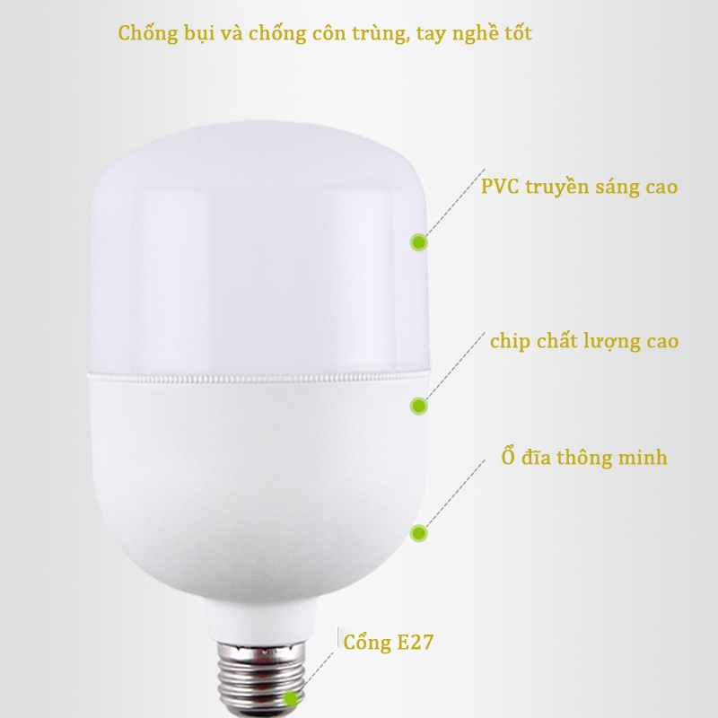 Bóng đèn Led Bulb siêu sáng, Bóng led bulb trụ nhựa ánh sáng trắng  cao cấp - Huy Tưởn