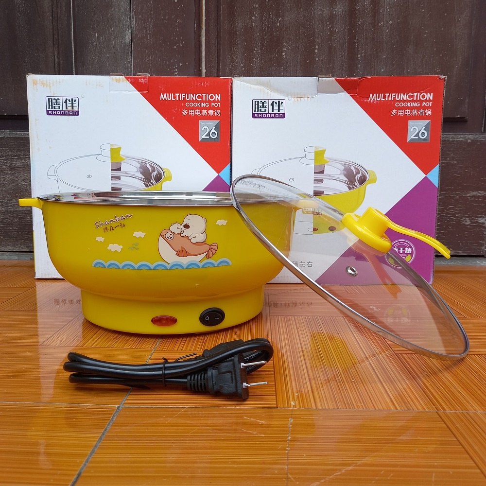 Ca nấu mì đa năng siêu tốc, nồi lẩu điện mini 18cm 26cm 28cm 1 tầng